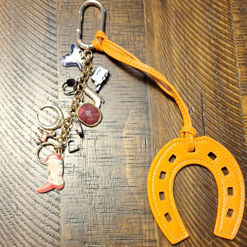 Equestrian Orange Horseshoe Bag Charm